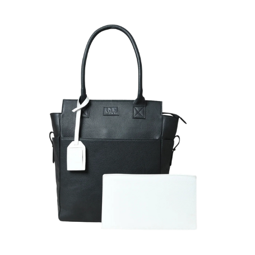 1-12-1.png Divine's Elegant Black Leather Tote Bag with White Pouch ? Versatile Work & Casual Carry - Image 1