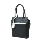 Divine's Elegant Black Leather Tote Bag with White Pouch ? Versatile Work & Casual Carry - Image 2